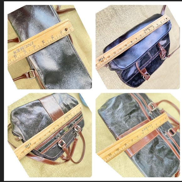 GIANI BERNINI Black/ Brown  Leather Crossbody Bag Purse - Picture 12 of 17